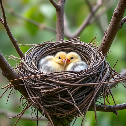 Nest with feathers but no chicks