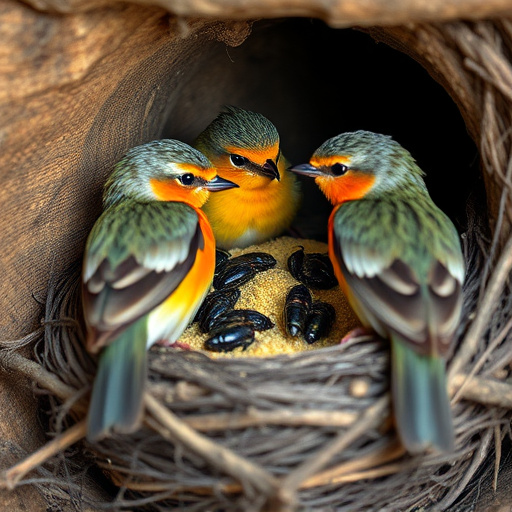 Nesting birds fed soft insects