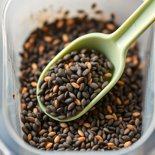 Niger seed in a plastic scoop