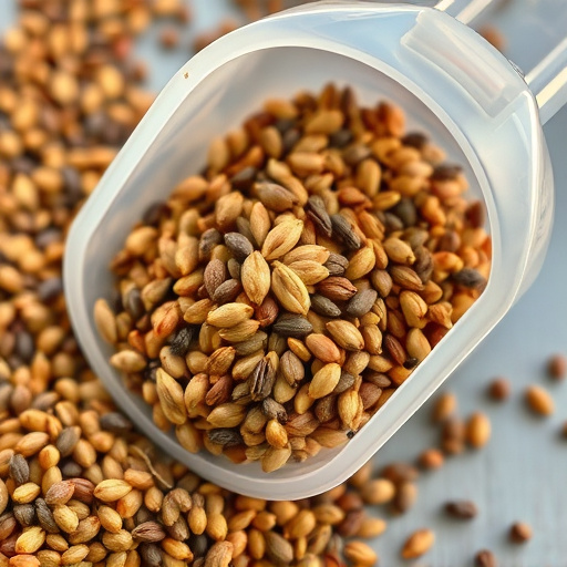 Niger seed in a plastic scoop