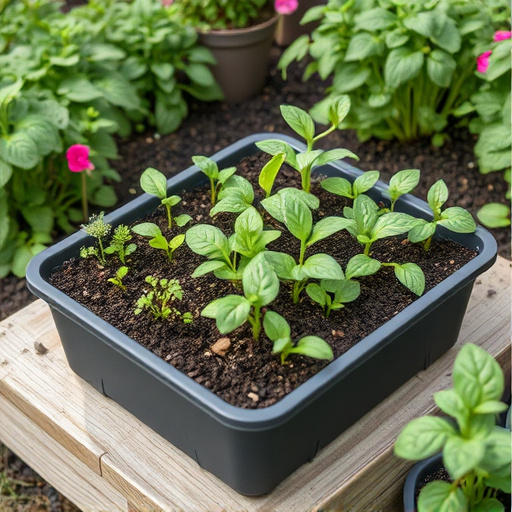 No-grow seed mix on garden tray