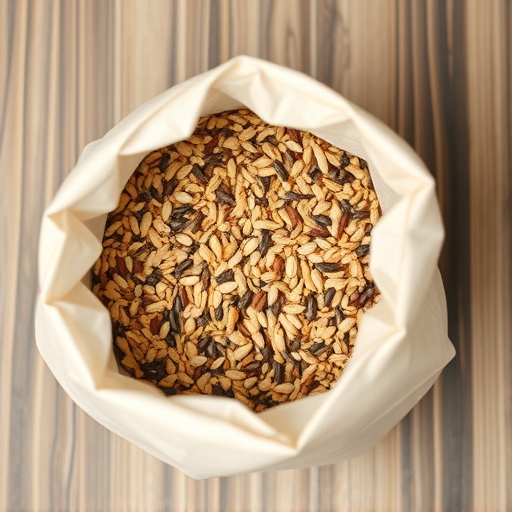 Open bag filled with bird seed mix