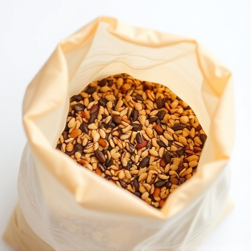 Open bag filled with bird seed mix
