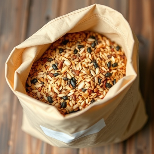 Open bag filled with bird seed mix