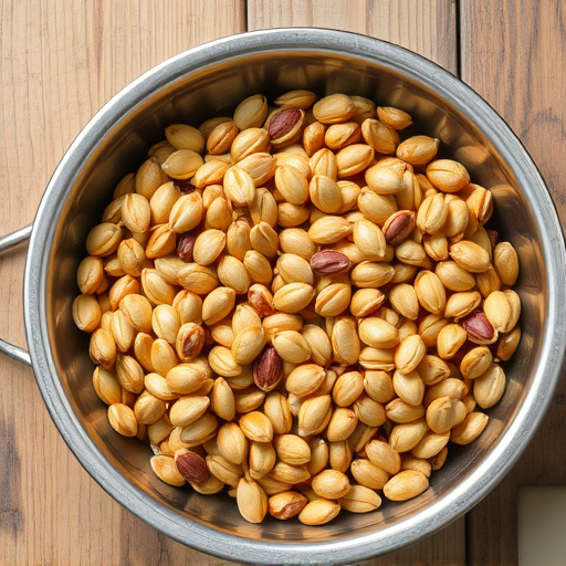 Open metal tray with sunflower seeds