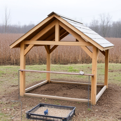 Open-sided shelter for ground feeding birds