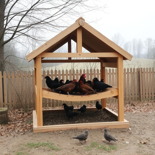 Open-sided shelter for ground feeding birds