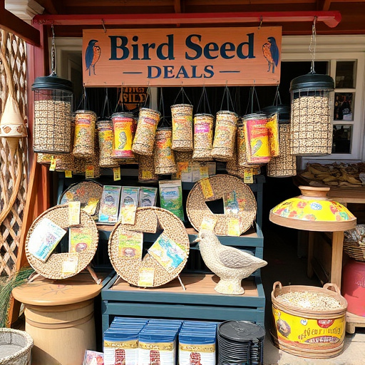 Outdoor display of bird seed deals