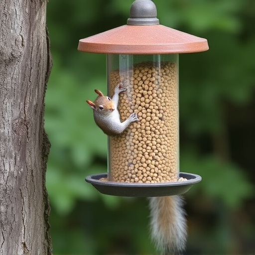 Outdoor feeder preventing squirrel access