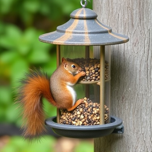 Outdoor feeder preventing squirrel access