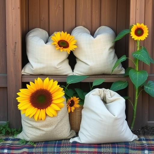Outdoor storage of sunflower heart sacks