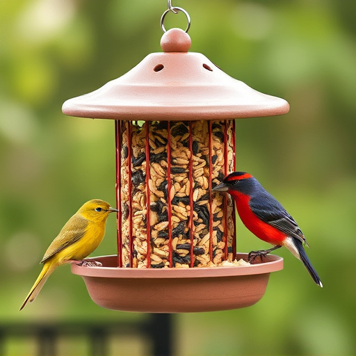 Overflow-free bird feeder with seed mix