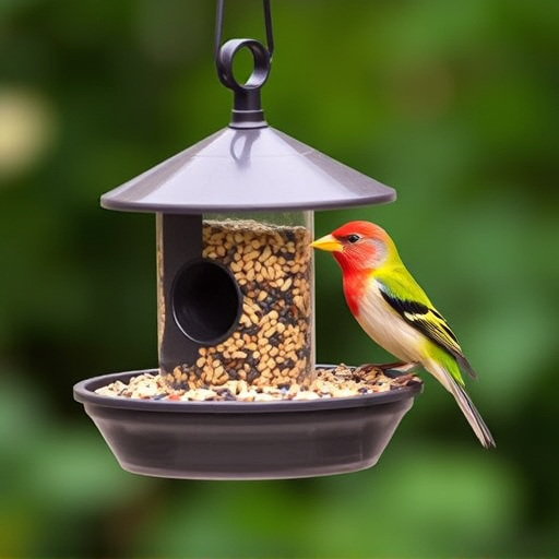 Overflow-free bird feeder with seed mix