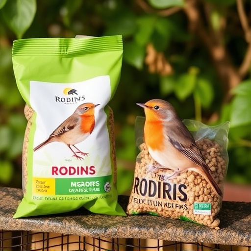 Packaged bird food labelled for robins