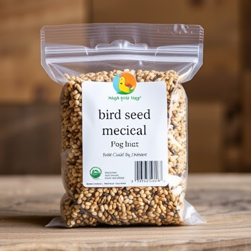 Packaged bird seed mix with label visible
