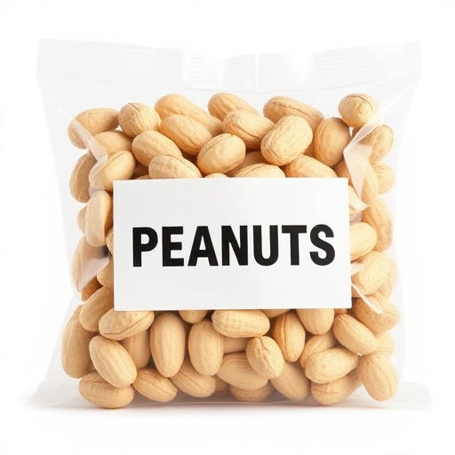 Packaged peanuts with clear label