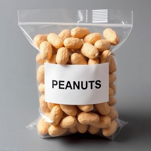 Packaged peanuts with clear label