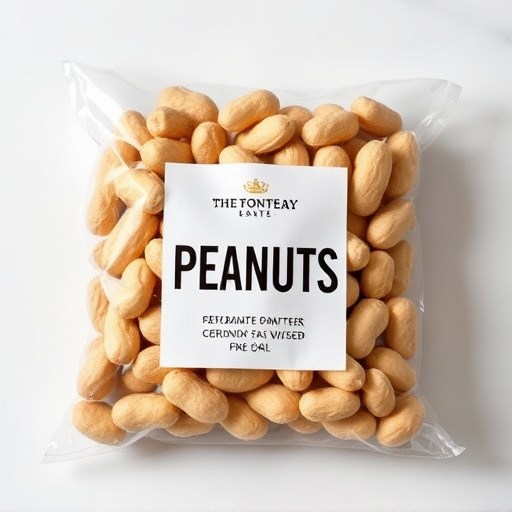 Packaged peanuts with clear label