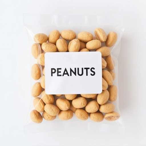 Packaged peanuts with clear label