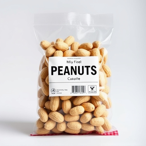 Packaged peanuts with clear label