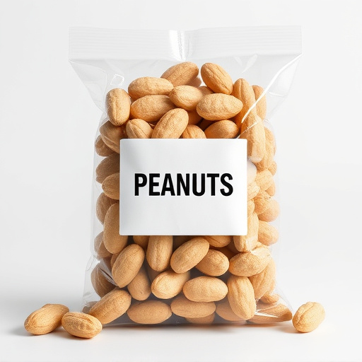 Packaged peanuts with clear label