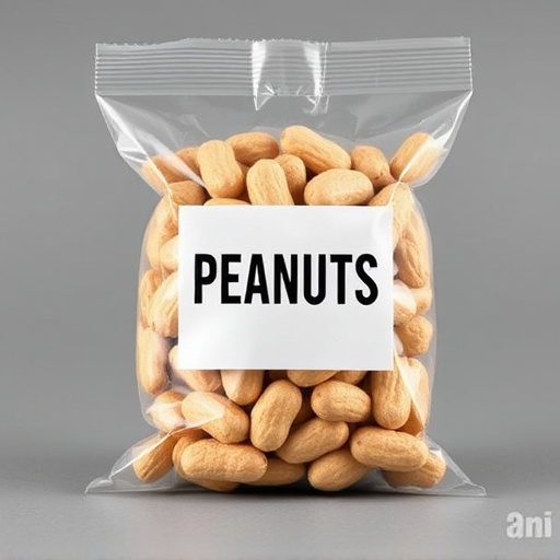 Packaged peanuts with clear label