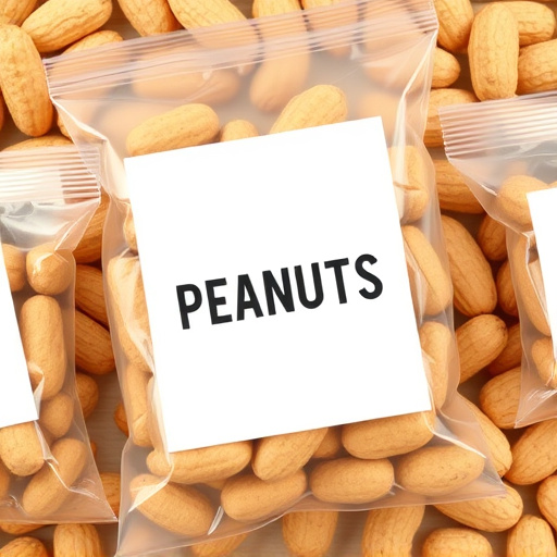 Packaged peanuts with clear label