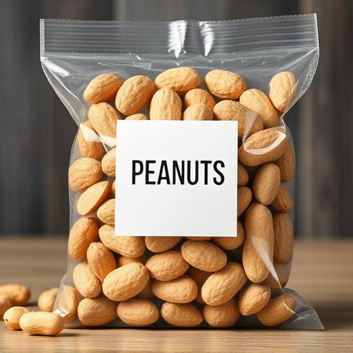 Packaged peanuts with clear label
