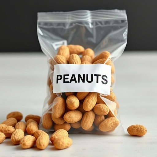 Packaged peanuts with clear label