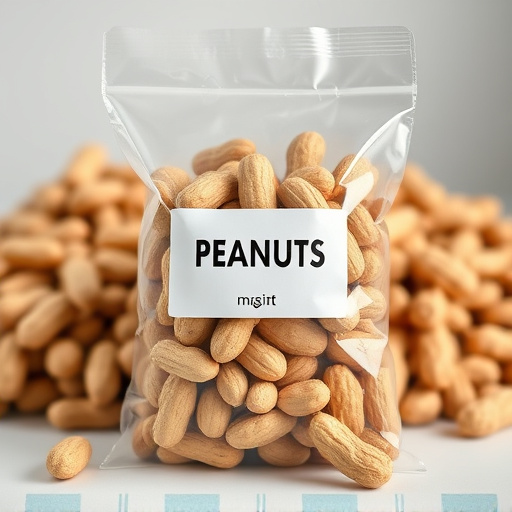 Packaged peanuts with clear label