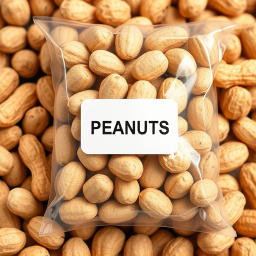 Packaged peanuts with clear label