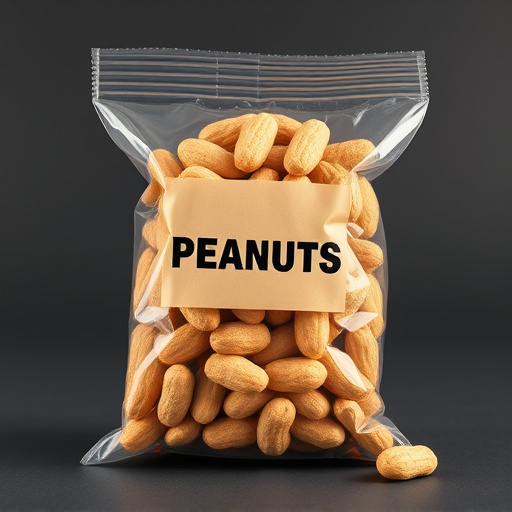 Packaged peanuts with clear label