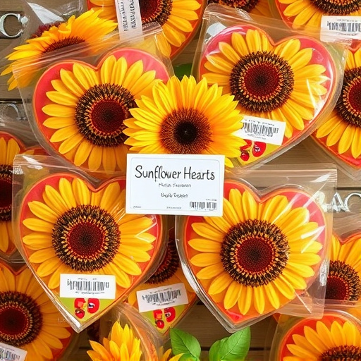 Packaged sunflower hearts with label visible