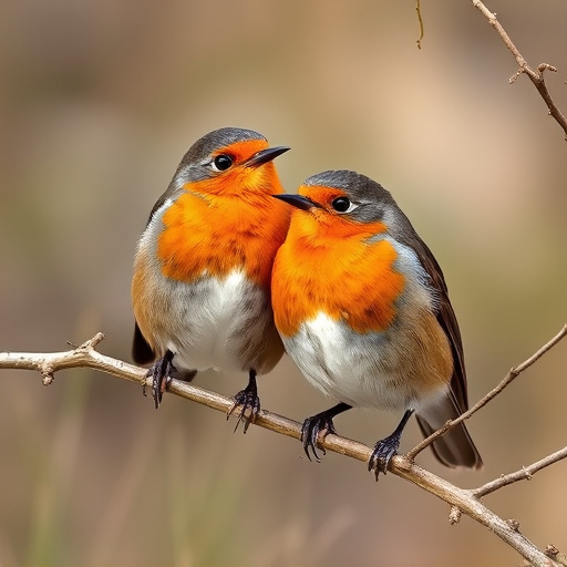 Pair of robins during breeding season