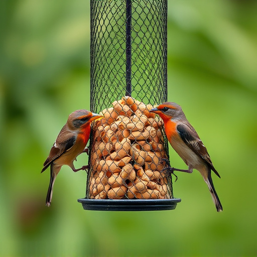 Peanuts for birds in mesh feeder