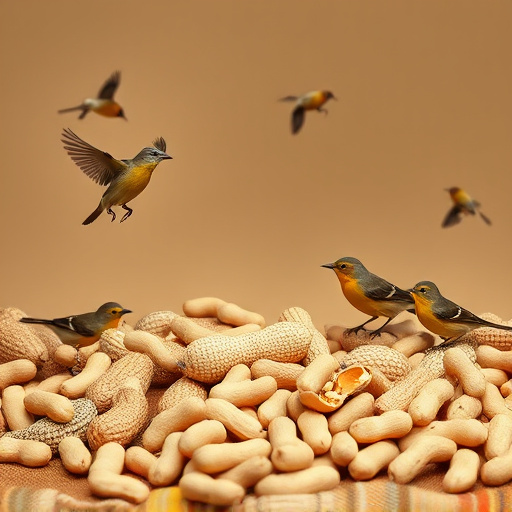 Peanuts scattered for visiting birds
