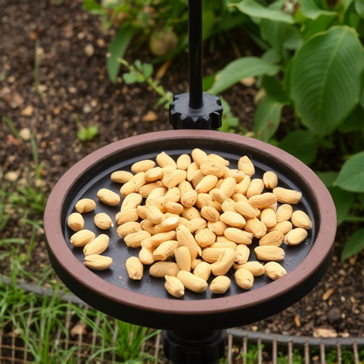 Peanuts scattered on garden feeding tray