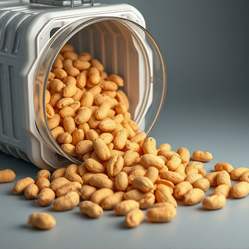 Peanuts spilling from open storage container