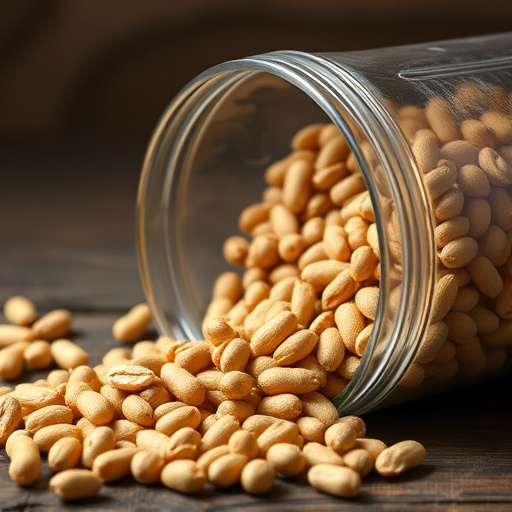 Peanuts spilling from open storage container