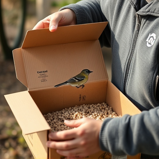 Person unpacking bird seed delivery box