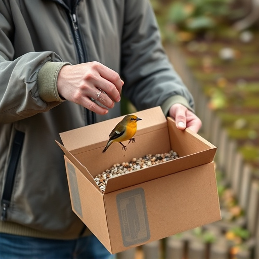 Person unpacking bird seed delivery box