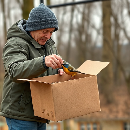 Person unpacking bird seed delivery box