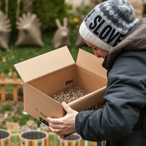 Person unpacking bird seed delivery box