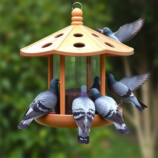 Pigeons excluded by clever feeder design