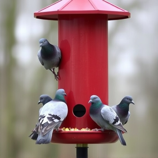 Pigeons excluded by clever feeder design
