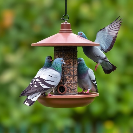 Pigeons excluded by clever feeder design