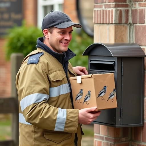 Postman delivering wild bird food parcel