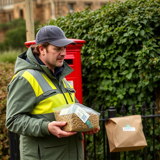 Postman delivering wild bird food parcel