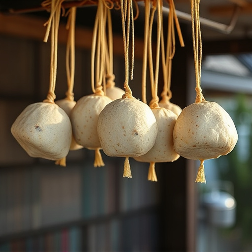Processed suet balls hanging outside
