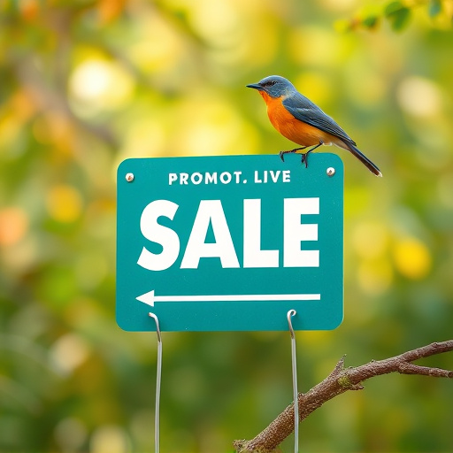 Promotional sale sign on bird food